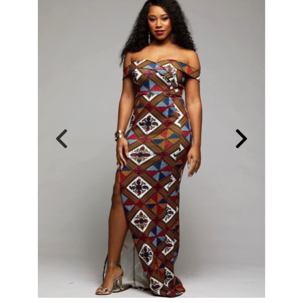 African Print Formal Off-the-shoulder Gown